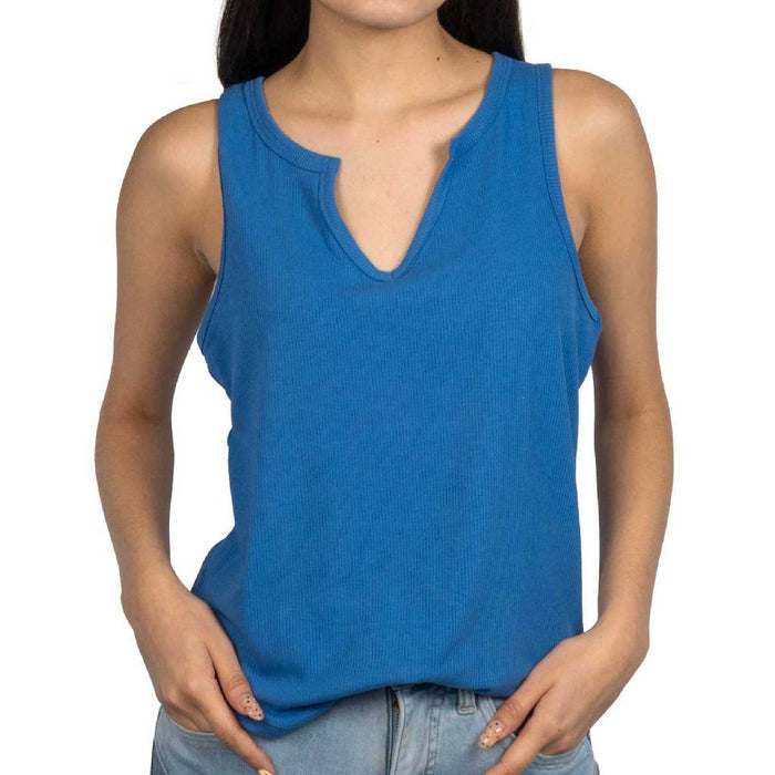 Flag & Anthem Women's Anna Notch Front Medium Blue Tank WOMEN - Clothing - Tops - Sleeveless Flag And Anthem