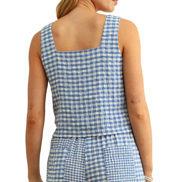 Miou Muse Gingham Square Neck Tank Top WOMEN - Clothing - Tops - Sleeveless Miou Muse