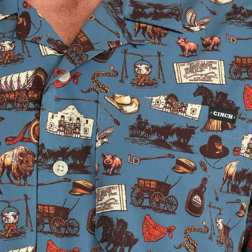 Cinch Men's Lonesome Dove Blue Camp Shirt MEN - Clothing - Shirts - Short Sleeve Cinch