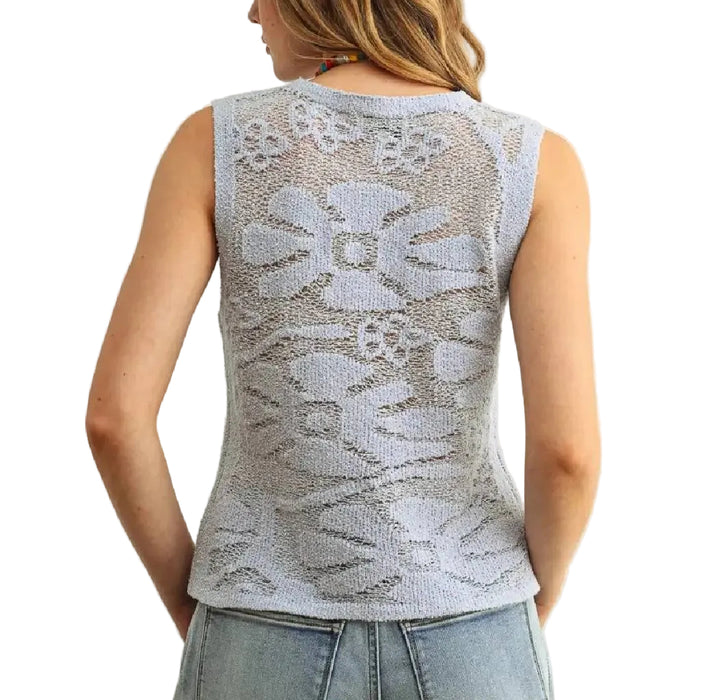 Floral Knitted Sky Blue Top
