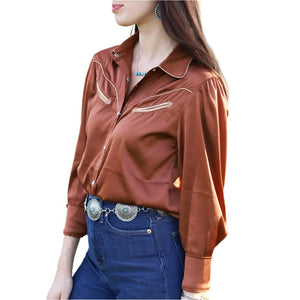 Howdy Hanny Satin Blouse WOMEN - Clothing - Tops - Long Sleeved Howdy Hanny   