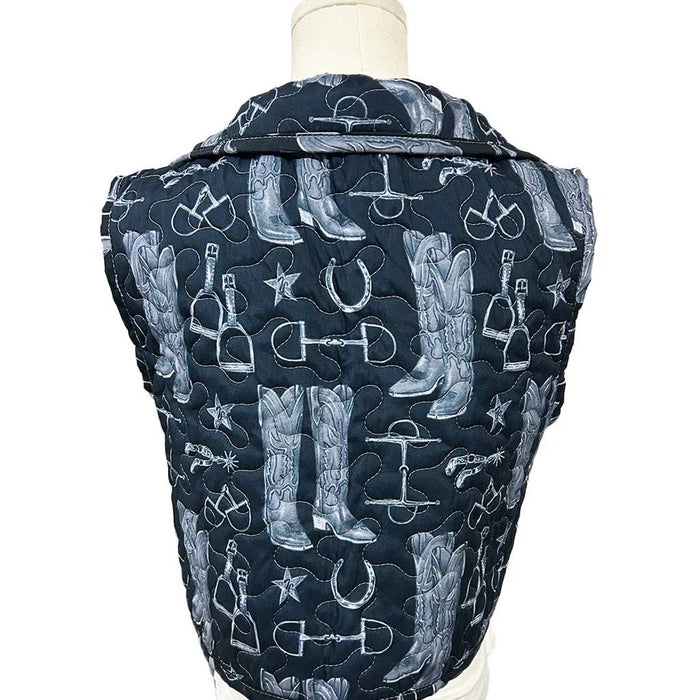 Tony Lama Boot Quilted Blue Cate Vest Blue/Multi