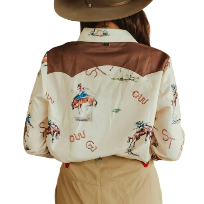 Women's Western Cream Print Top