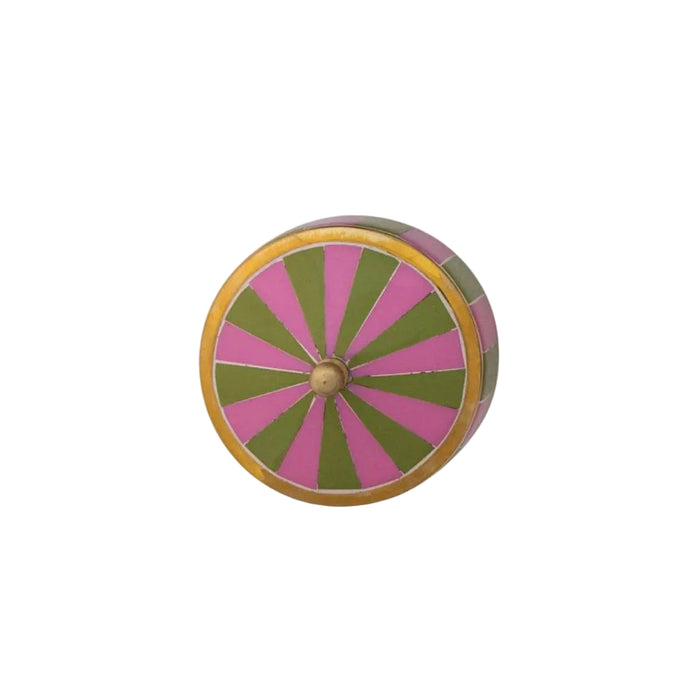 Brass & Resin Striped Box Home & Gifts - Home Decor - Decorative Accents Creative Co-Op Pink/Light Green