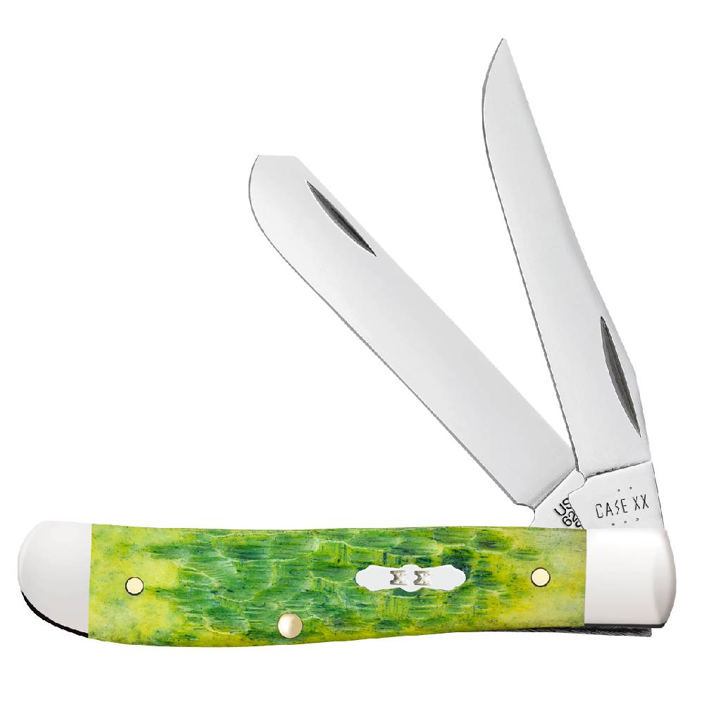 Case Mini Trapper - Green Apple Bone Peach Seed Jig Knives - Knives W.R. Case