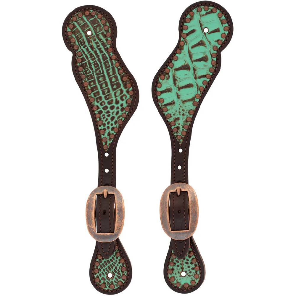 Weaver Turquoise Croc Spur Straps Tack - Spur Straps Weaver