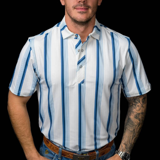 Ferrell Brand The Tristan Blue Polo Shirt MEN - Clothing - Shirts - Short Sleeve Ferrell Brand
