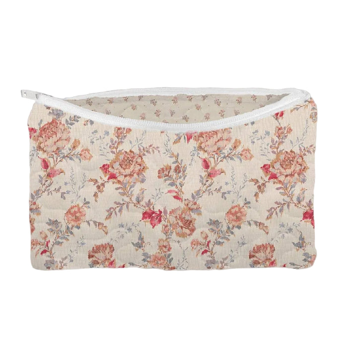 Natalie Makeup Bag Floral Pink Small ACCESSORIES - Luggage & Travel - Cosmetic Bags Ida Mae Home