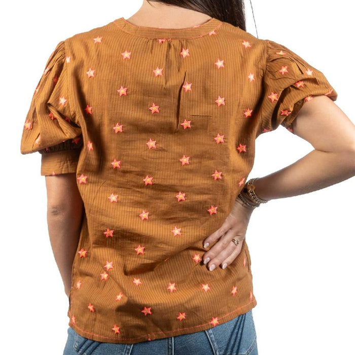 Ivy Jane Women's Star Embroidered Rust Top WOMEN - Clothing - Tops - Short Sleeved Ivy Jane