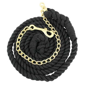 Equi-Sky 5/8" Cotton Lead With Chain Tack - Halters & Leads - Leads Equi-Sky Black  