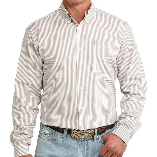Cinch Men's Modern White Stripe Button Down Shirt MEN - Clothing - Shirts - Long Sleeve Cinch