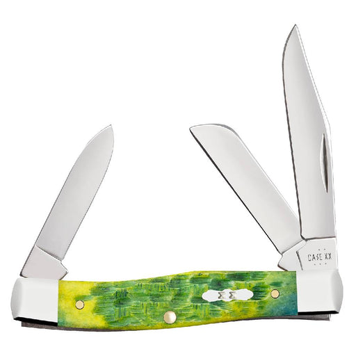 Case Medium Stockman - Green Apple Bone Peach Seed Jig Knives W.R. Case