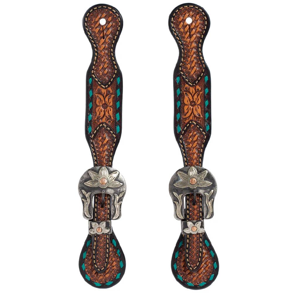 Weaver Floral Buckstitch Spur Straps Tack - Spur Straps Weaver