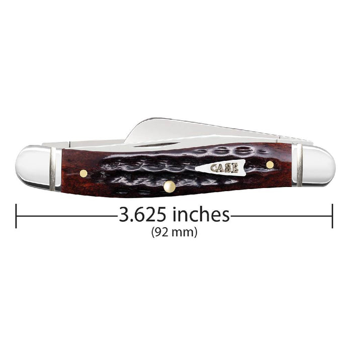 Case Medium Stockman - Pocket Worn Mahogany Bone w/Fluted Bolster Knives W.R. Case