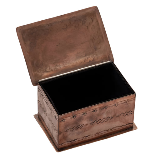 J. Alexander Stamped Medium Copper Box with Turquoise HOME & GIFTS - Home Decor - Decorative Accents J. Alexander Rustic Silver