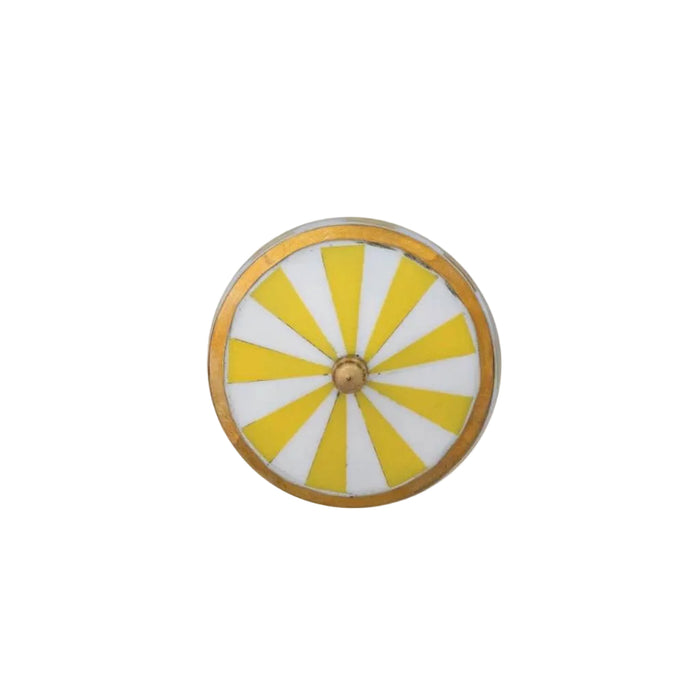 Brass & Resin Striped Box Home & Gifts - Home Decor - Decorative Accents Creative Co-Op Yellow/White