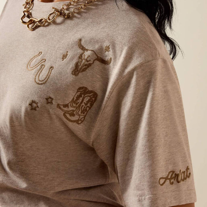 Ariat Women's Western Emblem Oatmeal Heather Tee WOMEN - Clothing - Tops - Short Sleeved Ariat Clothing