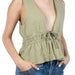 Vista Stripe Tie Front Olive Top WOMEN - Clothing - Tops - Sleeveless Rhythm