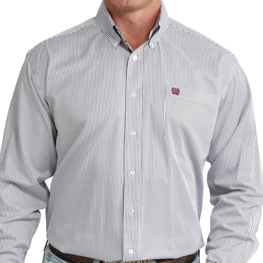 Cinch Men's Stripe White Button Down Shirt MEN - Clothing - Shirts - Long Sleeve Cinch