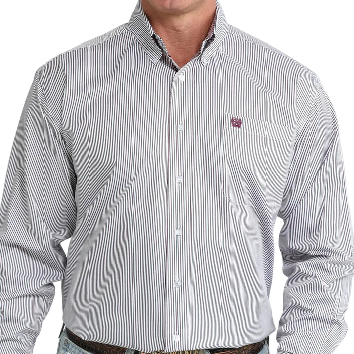 Cinch Men's Stripe White Button Down Shirt