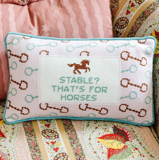 Stable Needlepoint Pillow HOME & GIFTS - Home Decor - Decorative Pillows Furbish Studio