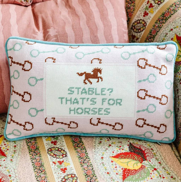 Stable Needlepoint Pillow HOME & GIFTS - Home Decor - Decorative Pillows Furbish Studio