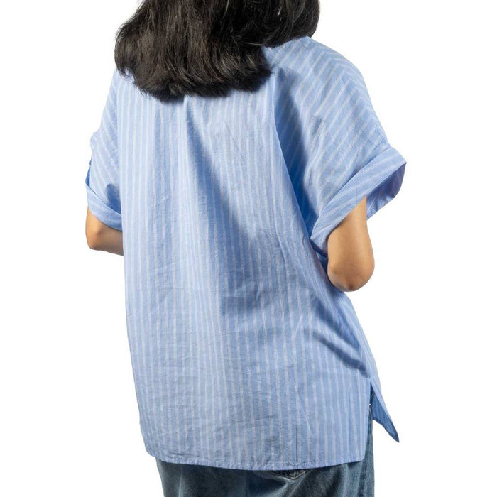 Virginia Stripe Sky Blue Top WOMEN - Clothing - Tops - Short Sleeved Olivaceous
