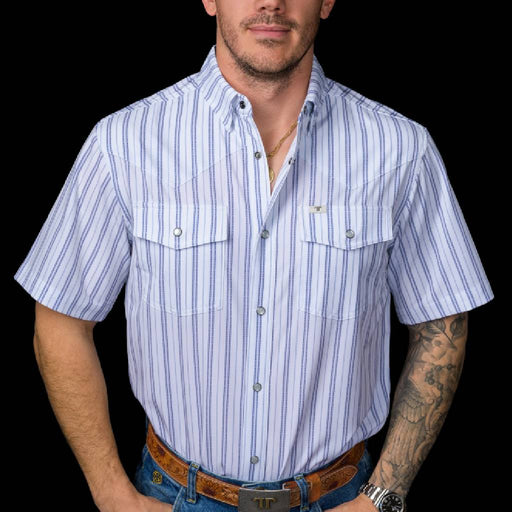 Ferrell Brand The Jack In Blue Pearl Snap Western Shirt MEN - Clothing - Shirts - Short Sleeve Ferrell Brand