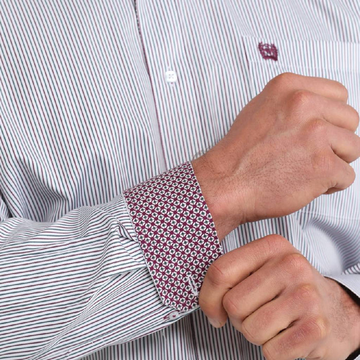 Cinch Men's Stripe White Button Down Shirt
