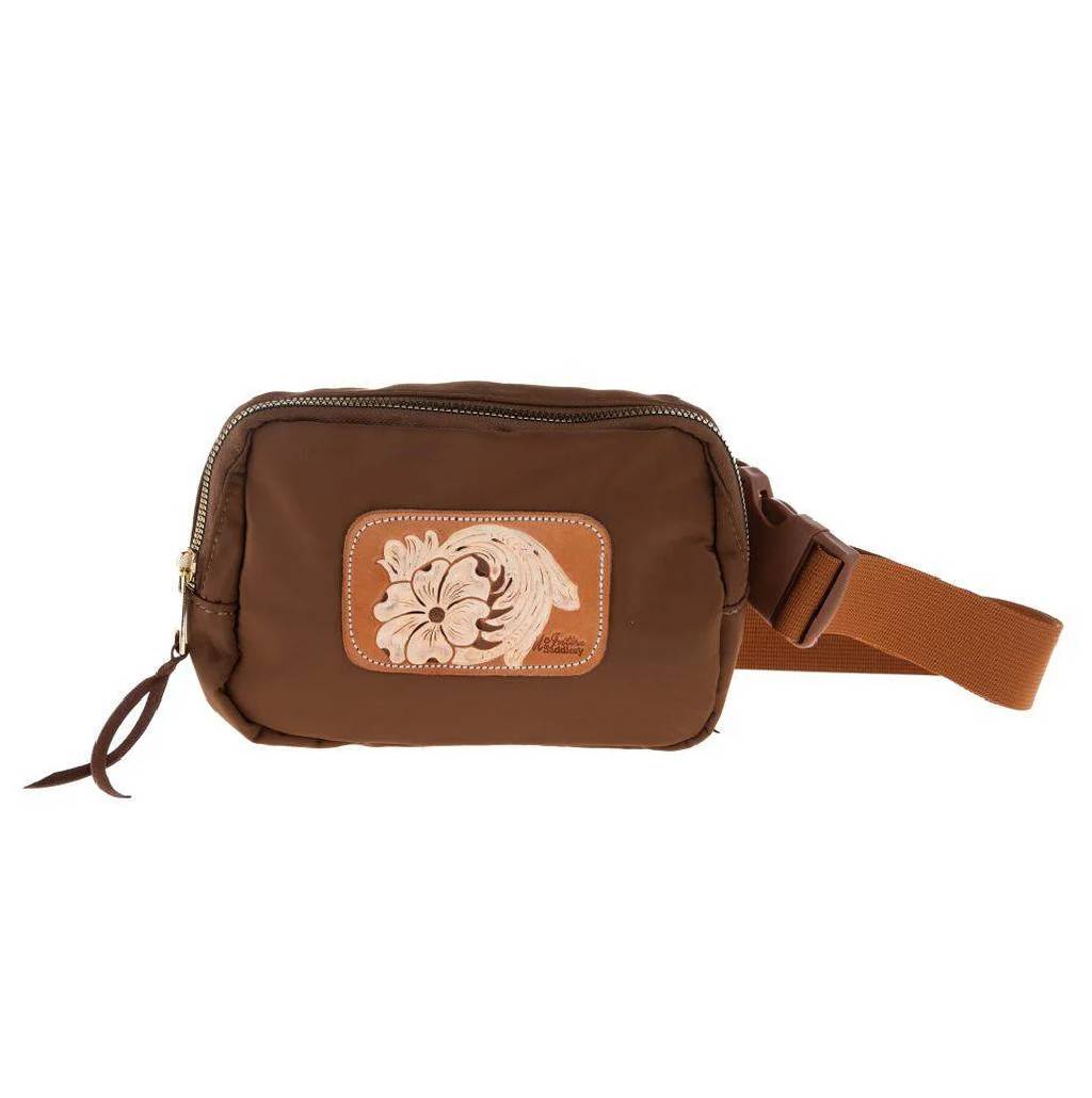 McIntire Saddlery Camel Belt Bag - White Floral ACCESSORIES - Luggage & Travel - Backpacks & Belt Bags McIntire Saddlery