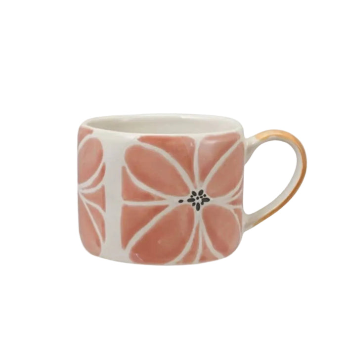 Relief Design Stoneware Mug - 10 oz Home & Gifts - Tabletop + Kitchen - Drinkware + Glassware Creative Co-Op Peach