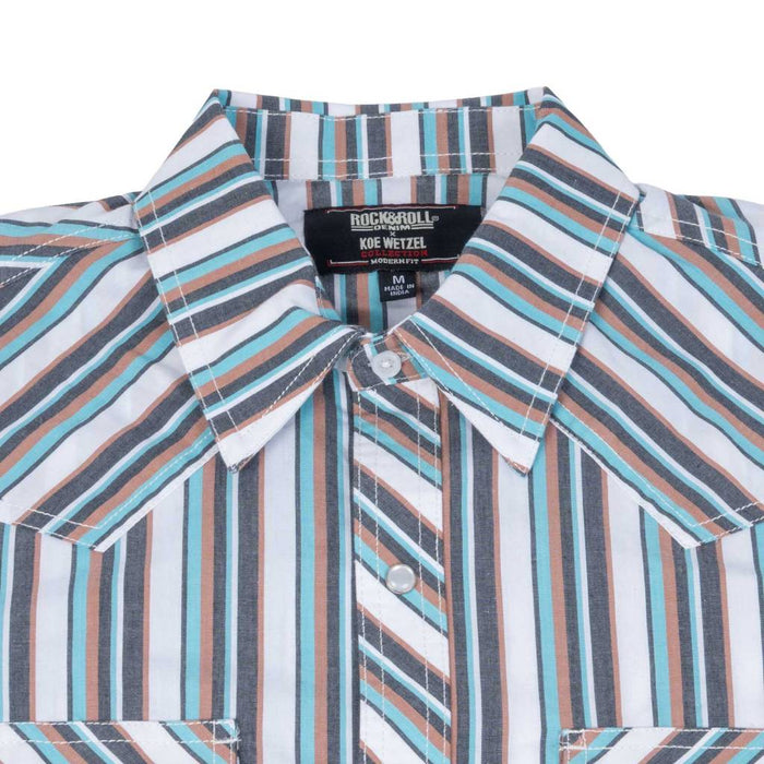 Rock & Roll Denim Men's Stripe Koe Wetzel Pearl Snap Western Shirt MEN - Clothing - Shirts - Long Sleeve Panhandle