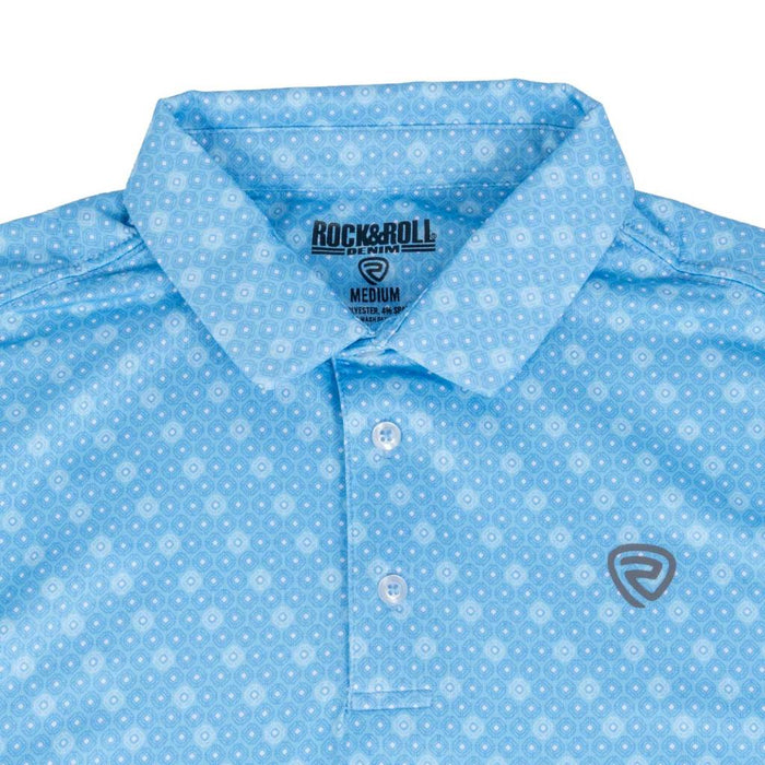 Rock & Roll Denim Men's Sky Blue Geo Polo Shirt