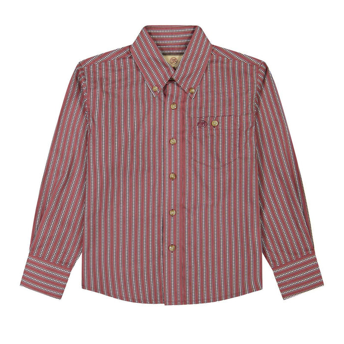 Wrangler Boy's Classic Fit Red Stripe Button Down Shirt
