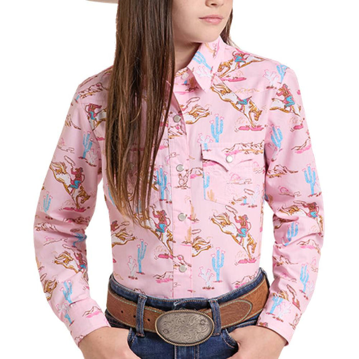 Panhandle Slim Girl's Western Print Pearl Snap Shirt KIDS - Girls - Clothing - Tops - Long Sleeve Tops Panhandle