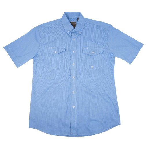 Roper Men's Mini Check Blue Plaid Button Down Western Shirt MEN - Clothing - Shirts - Short Sleeve Roper Apparel & Footwear