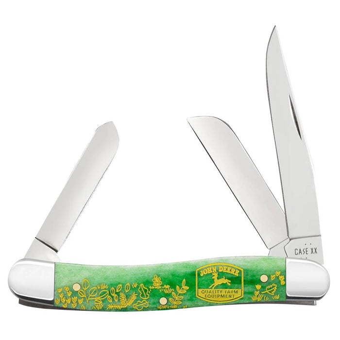 Case John Deere - Bright Green Bone Medium Stockman Knives W.R. Case