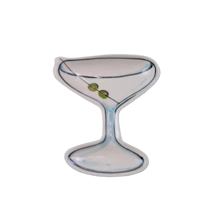 Hand Painted Stonewear Cocktail Shape Dish HOME & GIFTS - Tabletop + Kitchen - Serveware & Utensils Creative Co-Op Martini