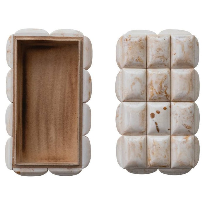 Marble Resin Ivory Studded Box