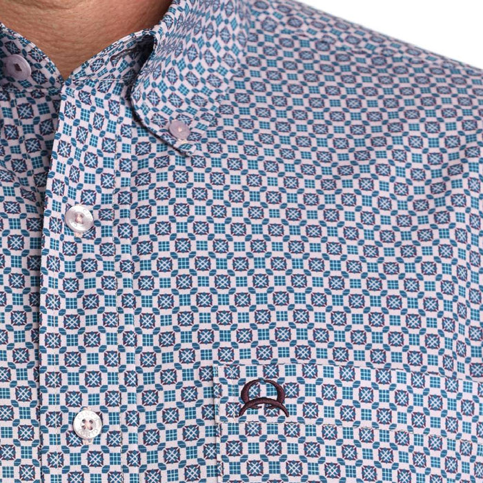 Cinch Men's Arenaflex Geo Lilac Button Down Shirt MEN - Clothing - Shirts - Short Sleeve Cinch