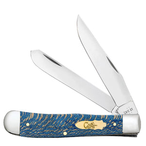 Case Trapper - Smooth Blue Sycamore Wood Knives - Knives W.R. Case