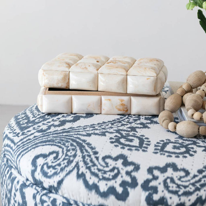 Marble Resin Ivory Studded Box