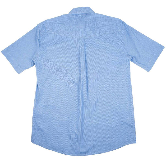 Roper Men's Mini Check Blue Plaid Button Down Western Shirt