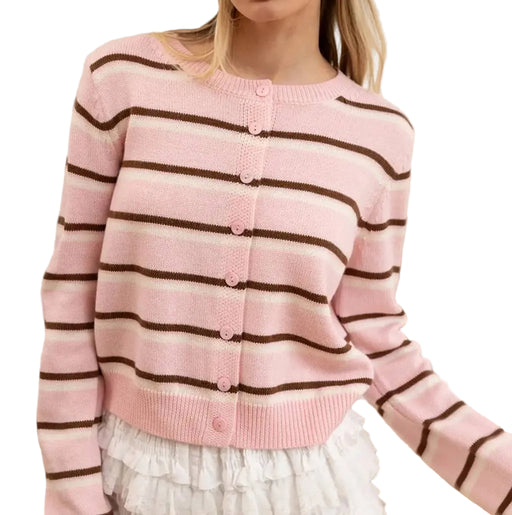 Striped Blush Mocha Cardigan WOMEN - Clothing - Sweaters & Cardigans Raisonnel