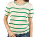 Vine & Love Scalloped Edge Stripe Green Sweater Top WOMEN - Clothing - Tops - Short Sleeved Vine & Love
