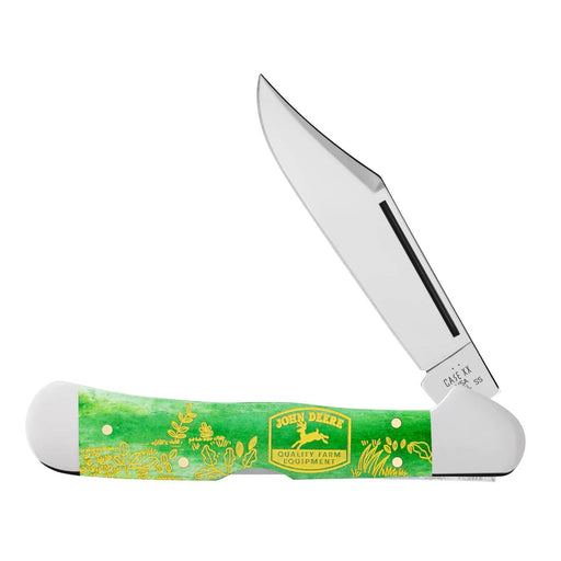 Case John Deere - Bright Green Bone Copperlock Knives W.R. Case