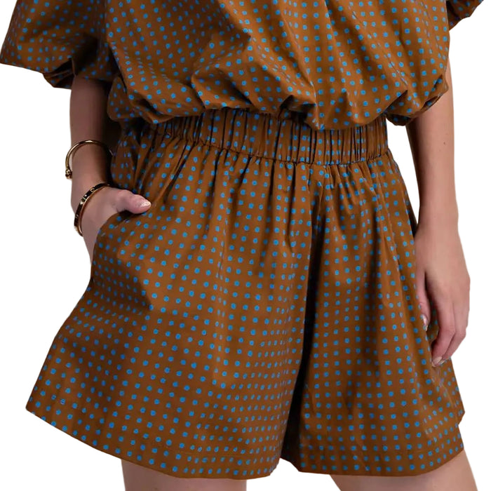 Pleated Brown Dot Shorts