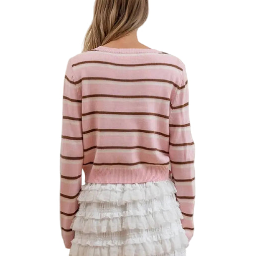 Striped Blush Mocha Cardigan WOMEN - Clothing - Sweaters & Cardigans Raisonnel