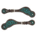 Weaver Turquoise Cross Carved Turquoise Flower Ladies Spur Straps Tack - Spur Straps Weaver