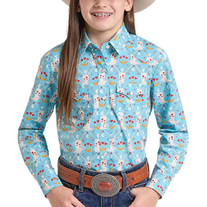 Panhandle Slim Girl's Western Print Pearl Snap Shirt KIDS - Girls - Clothing - Tops - Long Sleeve Tops Panhandle